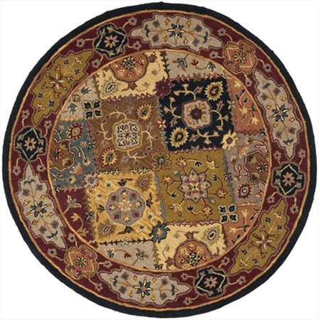 SAFAVIEH 8 x 8 ft. Round- Traditional Heritage Multi And Red Hand Tufted Rug HG512B-8R